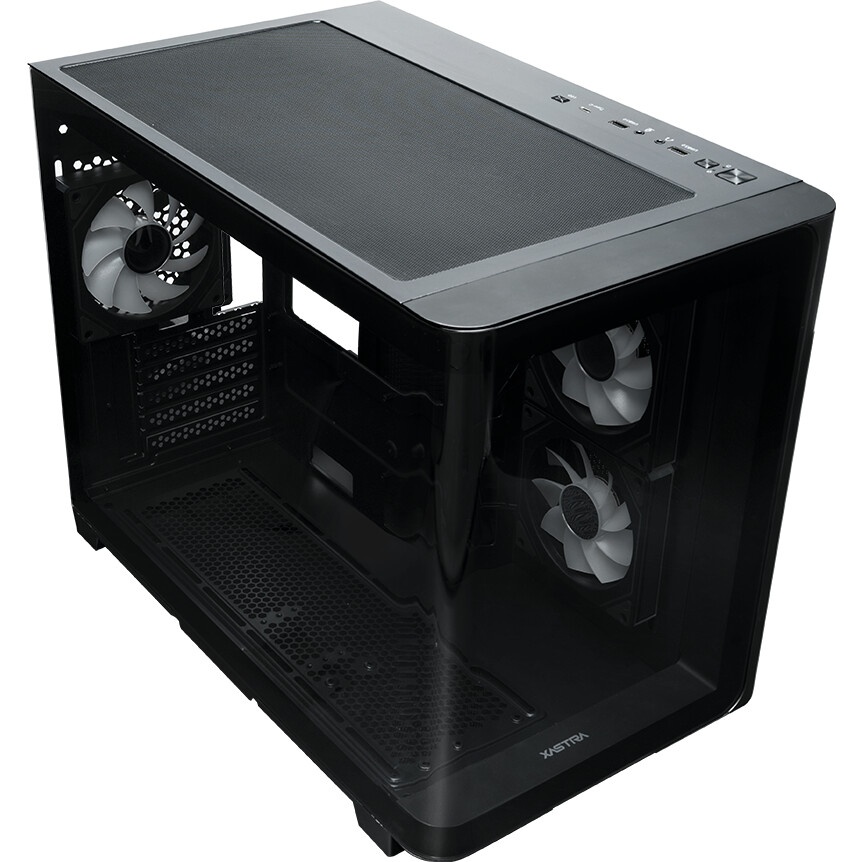 Компьютерный корпус XASTRA Q500M 3ARGB-FG-C10-UC Black mATX/Aquarium/Screewless/ 3x120mm ARGB PWM FG