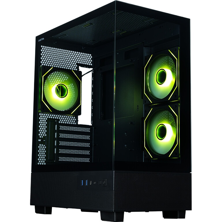Компьютерный корпус XASTRA Q500M 3ARGB-FG-C10-UC Black mATX/Aquarium/Screewless/ 3x120mm ARGB PWM FG