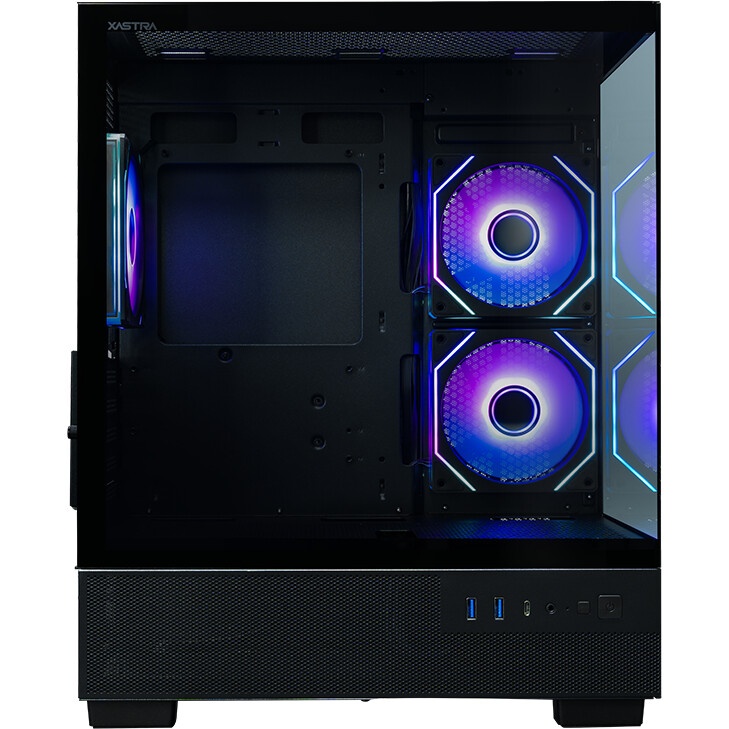Компьютерный корпус XASTRA Q500M 3ARGB-FG-C10-UC Black mATX/Aquarium/Screewless/ 3x120mm ARGB PWM FG
