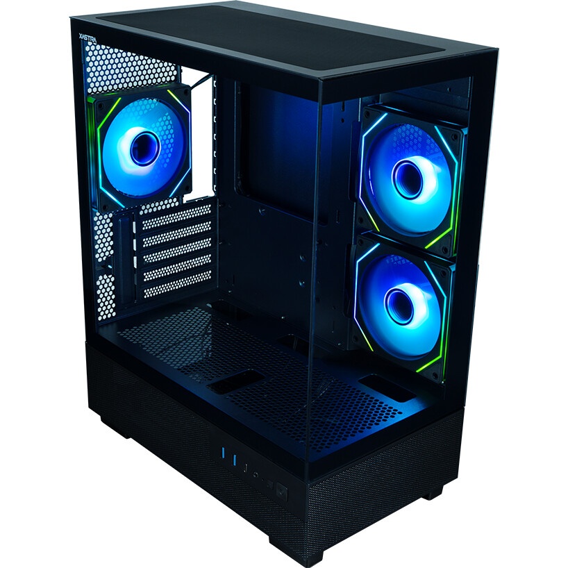 Компьютерный корпус XASTRA Q500M 3ARGB-FG-C10-UC Black mATX/Aquarium/Screewless/ 3x120mm ARGB PWM FG