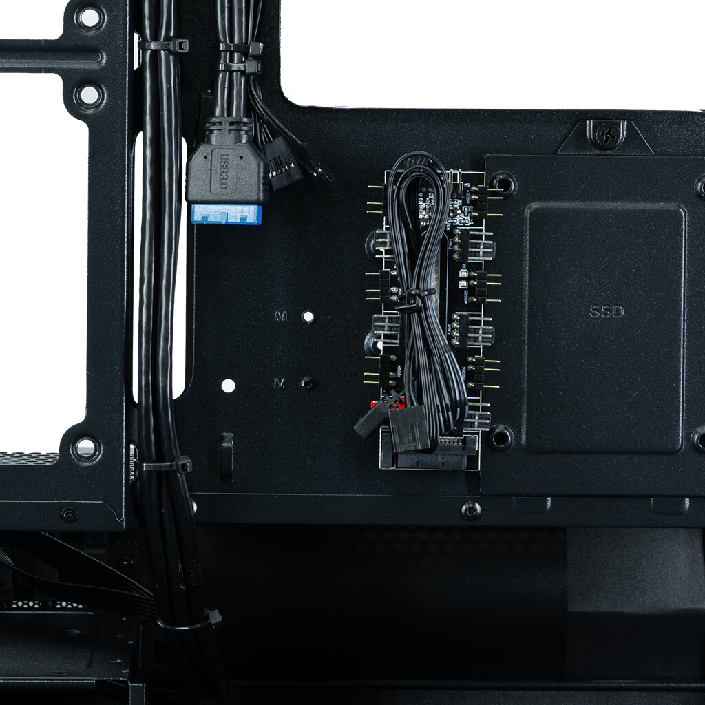 Компьютерный корпус XASTRA Q500M 3ARGB-FG-C10-UC Black mATX/Aquarium/Screewless/ 3x120mm ARGB PWM FG