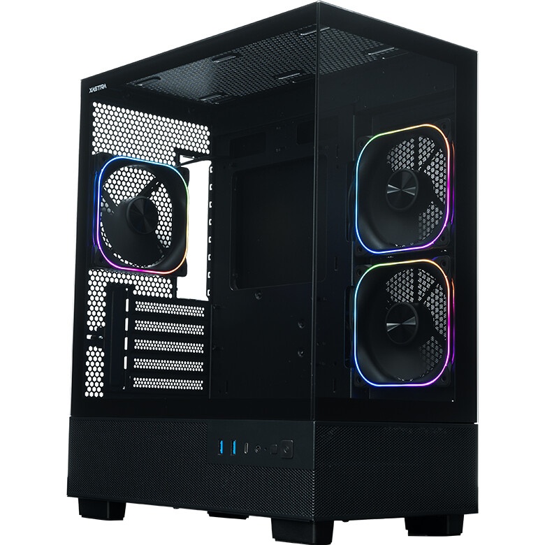 Компьютерный корпус XASTRA Q500M 3ARGB-FG-C10-UC Black mATX/Aquarium/Screewless/ 3x120mm ARGB PWM FG
