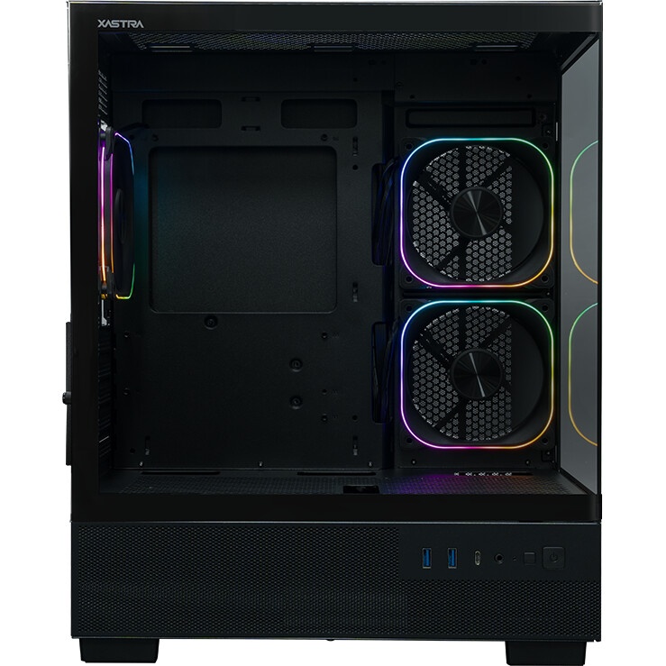 Компьютерный корпус XASTRA Q500M 3ARGB-FG-C10-UC Black mATX/Aquarium/Screewless/ 3x120mm ARGB PWM FG