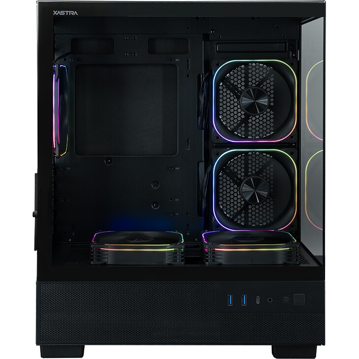 Компьютерный корпус XASTRA Q500M 3ARGB-FG-C10-UC Black mATX/Aquarium/Screewless/ 3x120mm ARGB PWM FG