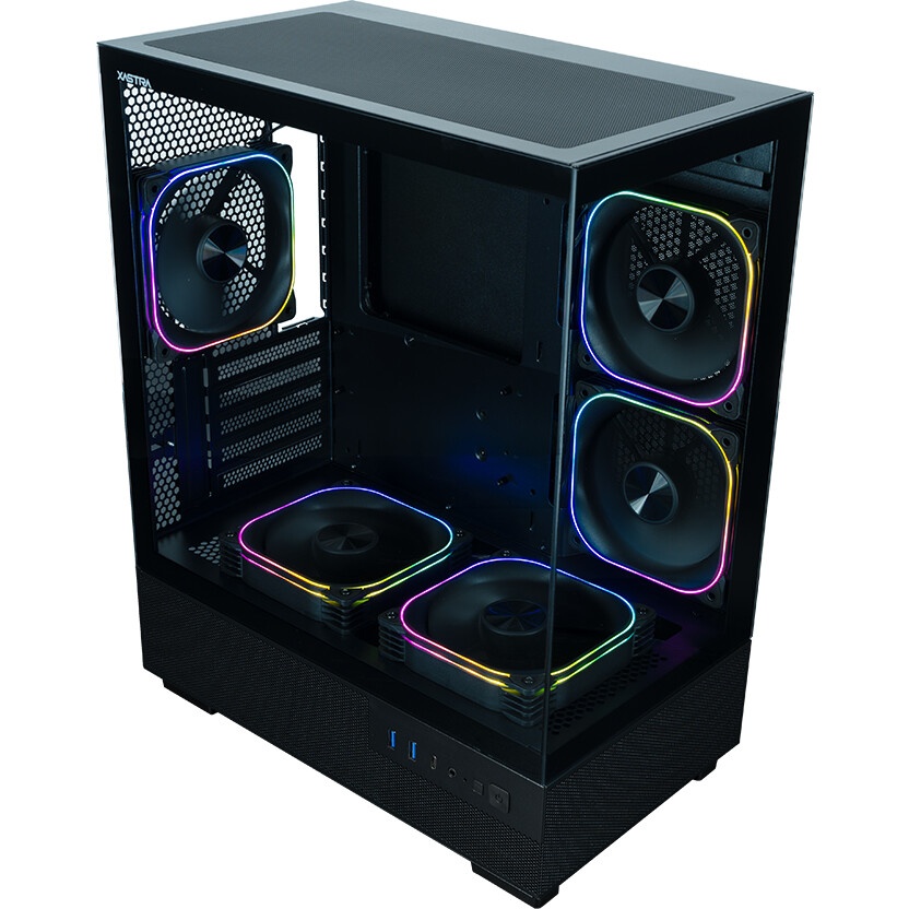 Компьютерный корпус XASTRA Q500M 3ARGB-FG-C10-UC Black mATX/Aquarium/Screewless/ 3x120mm ARGB PWM FG