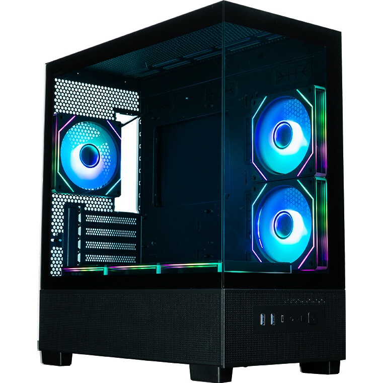Компьютерный корпус XASTRA Q500M 3ARGB-FG-C10-UC Black mATX/Aquarium/Screewless/ 3x120mm ARGB PWM FG