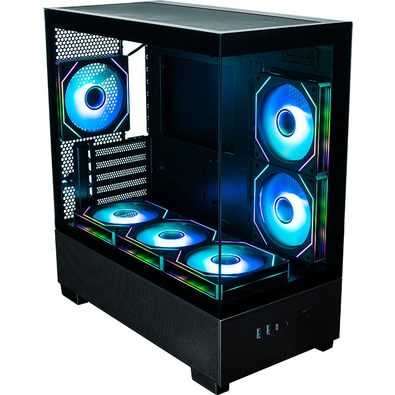 Компьютерный корпус XASTRA Q500M 3ARGB-FG-C10-UC Black mATX/Aquarium/Screewless/ 3x120mm ARGB PWM FG