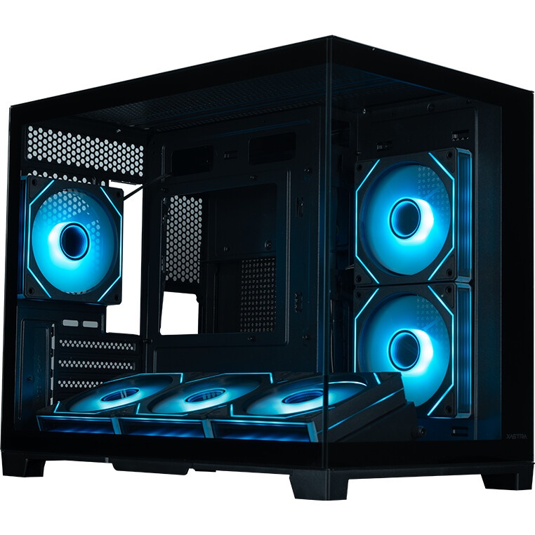 Компьютерный корпус XASTRA Q500M 3ARGB-FG-C10-UC Black mATX/Aquarium/Screewless/ 3x120mm ARGB PWM FG