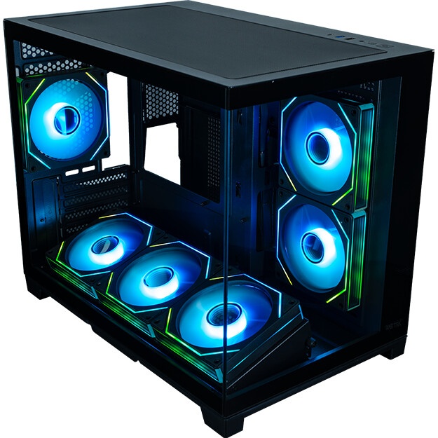 Компьютерный корпус XASTRA Q500M 3ARGB-FG-C10-UC Black mATX/Aquarium/Screewless/ 3x120mm ARGB PWM FG