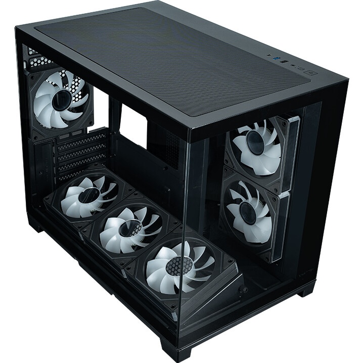 Компьютерный корпус XASTRA Q500M 3ARGB-FG-C10-UC Black mATX/Aquarium/Screewless/ 3x120mm ARGB PWM FG
