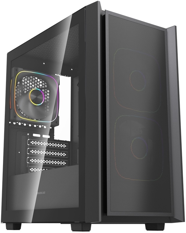 Корпус Powercase Mistral SM03 ARGB, Tempered Glass, 3x120mm ARGB PWM fans, чёрный, mATX  (CMMSM03B-A3)