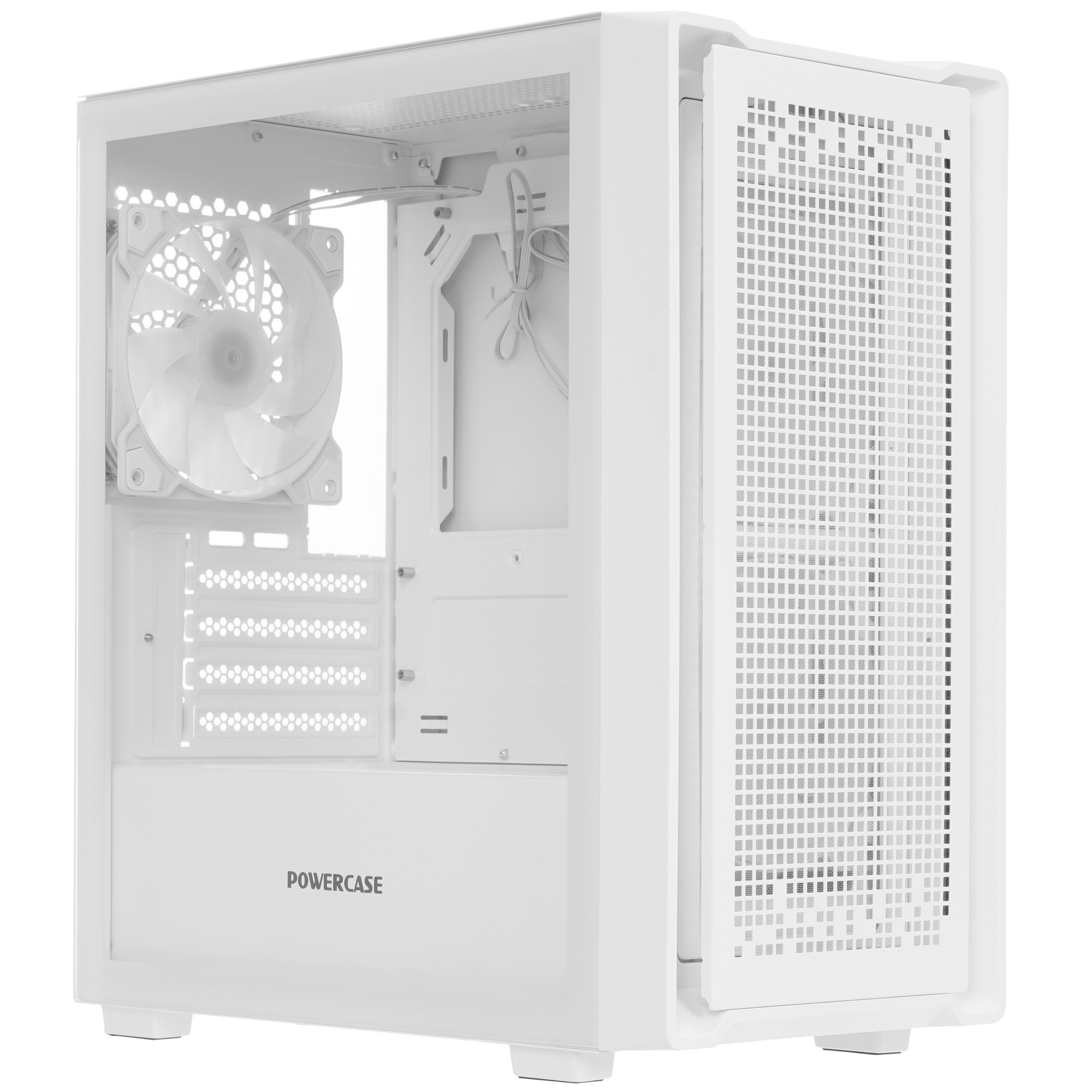 Корпус Powercase Mistral SM04 ARGB, Tempered Glass, Front Nylon Filter, 3x120mm ARGB PWM fans, белый, mATX  (CMMSM04W-A3)