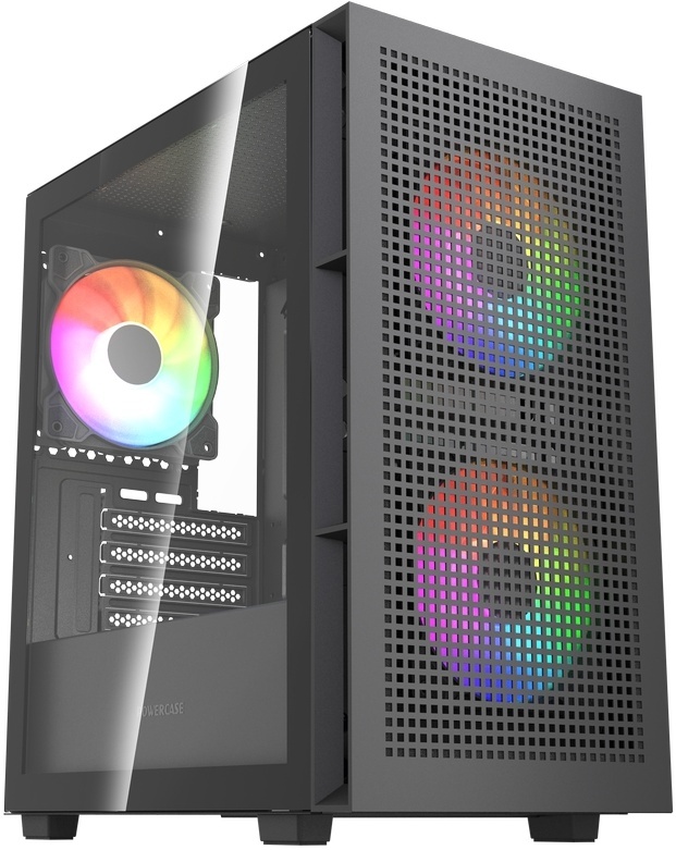 Корпус Powercase Mistral SM05 ARGB, Tempered Glass, 3x120mm ARGB PWM fans, чёрный, mATX  (CMMSM05B-A3)