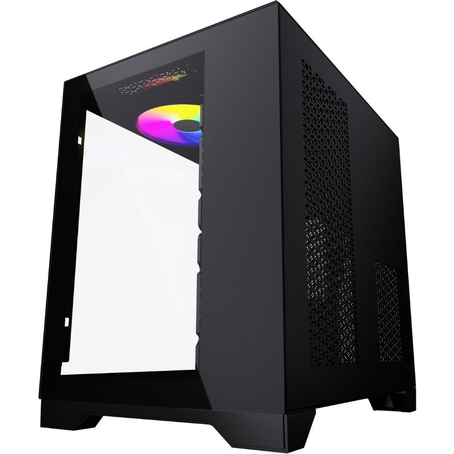 Корпус Powercase Vision Micro M4B, Tempered Glass, Type-C, 3x 120mm ARGB PWM Fan, чёрный, mATX (CVMM4B-A3)