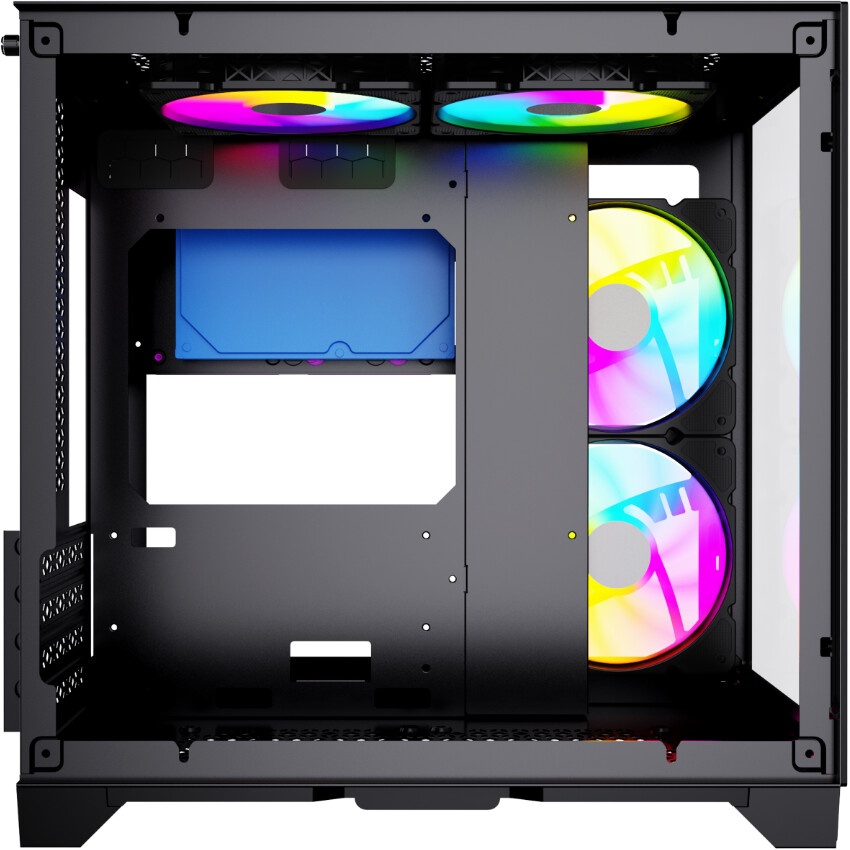 Корпус Powercase Vision Micro M4B, Tempered Glass, Type-C, 3x 120mm ARGB PWM Fan, чёрный, mATX (CVMM4B-A3)