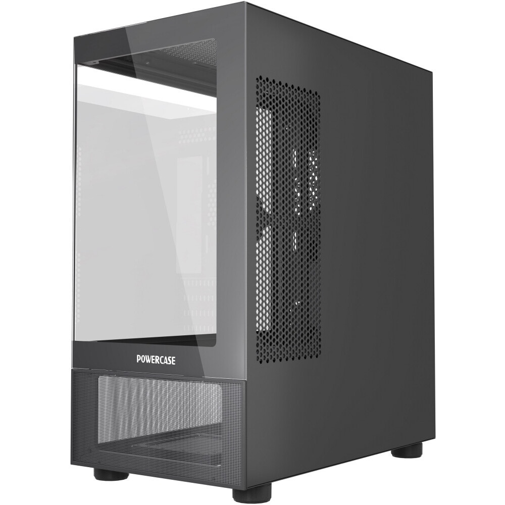 Корпус Powercase Vision Micro M4B, Tempered Glass, Type-C, 3x 120mm ARGB PWM Fan, чёрный, mATX (CVMM4B-A3)
