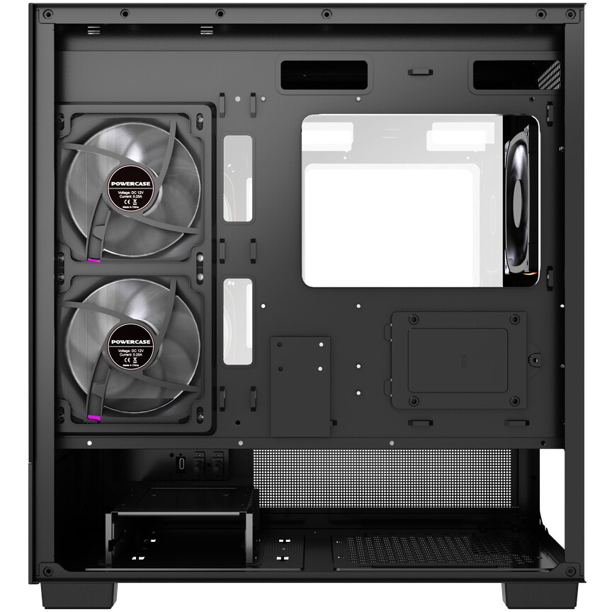 Корпус Powercase Vision Micro M4B, Tempered Glass, Type-C, 3x 120mm ARGB PWM Fan, чёрный, mATX (CVMM4B-A3)