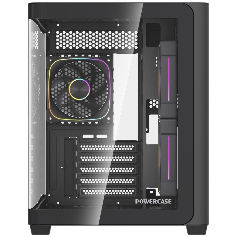 Корпус Powercase Vision Micro M4B, Tempered Glass, Type-C, 3x 120mm ARGB PWM Fan, чёрный, mATX (CVMM4B-A3)