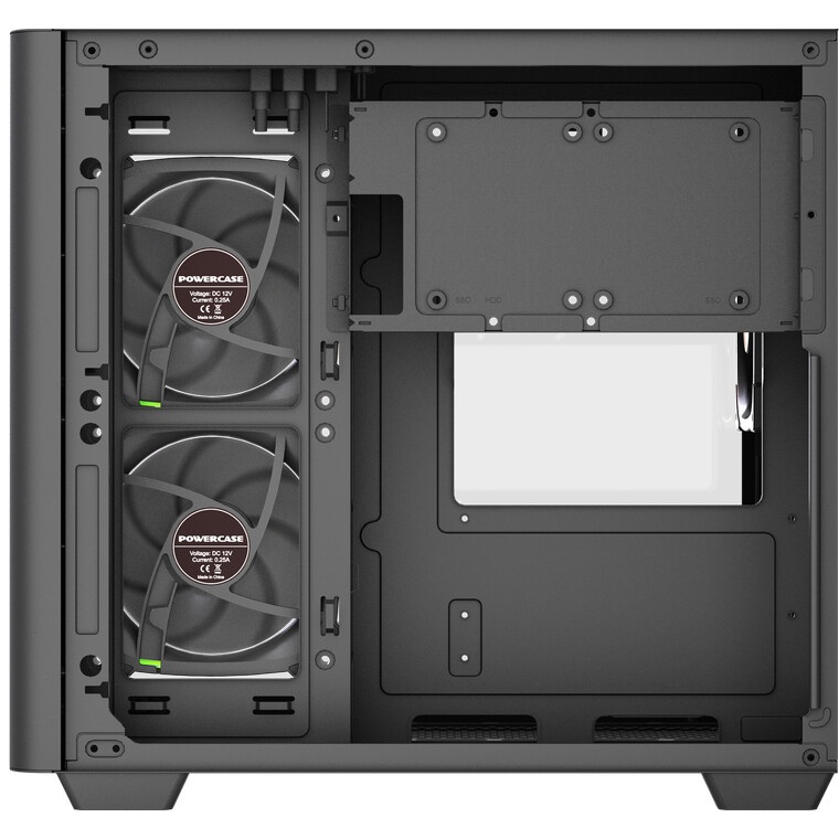 Корпус Powercase Vision Micro M4B, Tempered Glass, Type-C, 3x 120mm ARGB PWM Fan, чёрный, mATX (CVMM4B-A3)