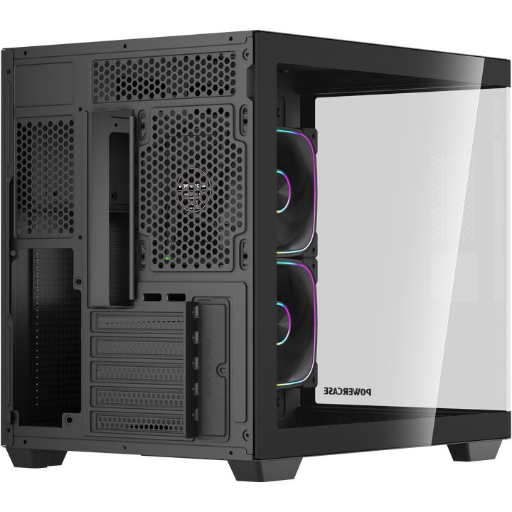 Корпус Powercase Vision Micro M4B, Tempered Glass, Type-C, 3x 120mm ARGB PWM Fan, чёрный, mATX (CVMM4B-A3)