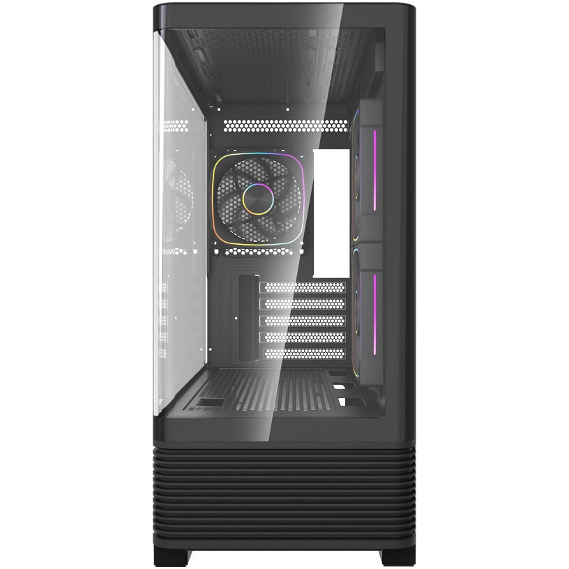 Корпус Powercase Vision Micro M4B, Tempered Glass, Type-C, 3x 120mm ARGB PWM Fan, чёрный, mATX (CVMM4B-A3)