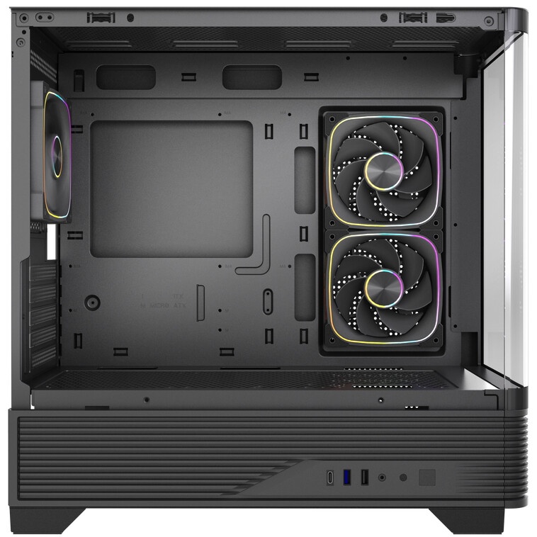 Корпус Powercase Vision Micro M4B, Tempered Glass, Type-C, 3x 120mm ARGB PWM Fan, чёрный, mATX (CVMM4B-A3)