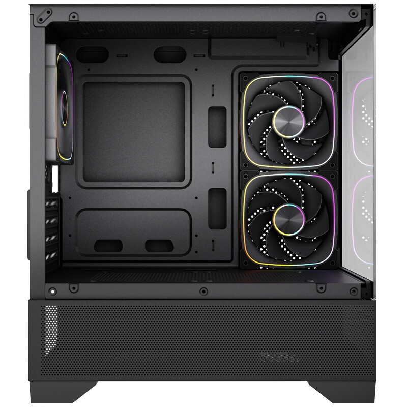 Корпус Powercase Vision Micro M4B, Tempered Glass, Type-C, 3x 120mm ARGB PWM Fan, чёрный, mATX (CVMM4B-A3)