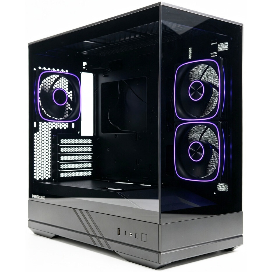 Корпус Powercase Vision Micro M4B, Tempered Glass, Type-C, 3x 120mm ARGB PWM Fan, чёрный, mATX (CVMM4B-A3)