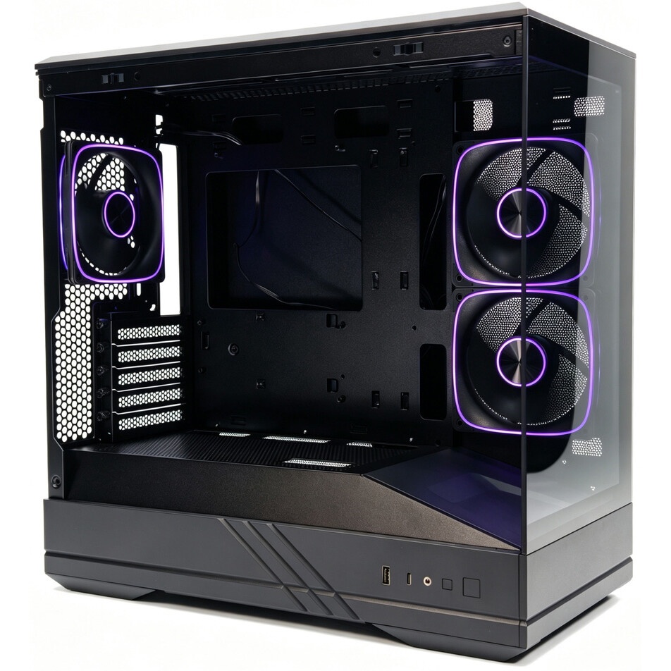 Корпус Powercase Vision Micro M4B, Tempered Glass, Type-C, 3x 120mm ARGB PWM Fan, чёрный, mATX (CVMM4B-A3)