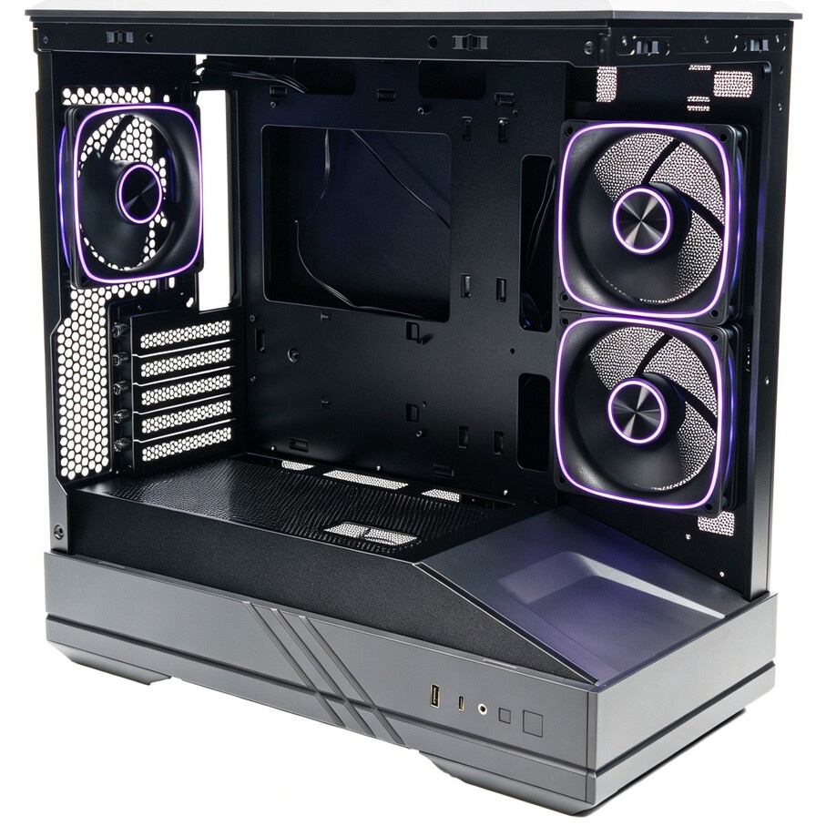Корпус Powercase Vision Micro M4B, Tempered Glass, Type-C, 3x 120mm ARGB PWM Fan, чёрный, mATX (CVMM4B-A3)