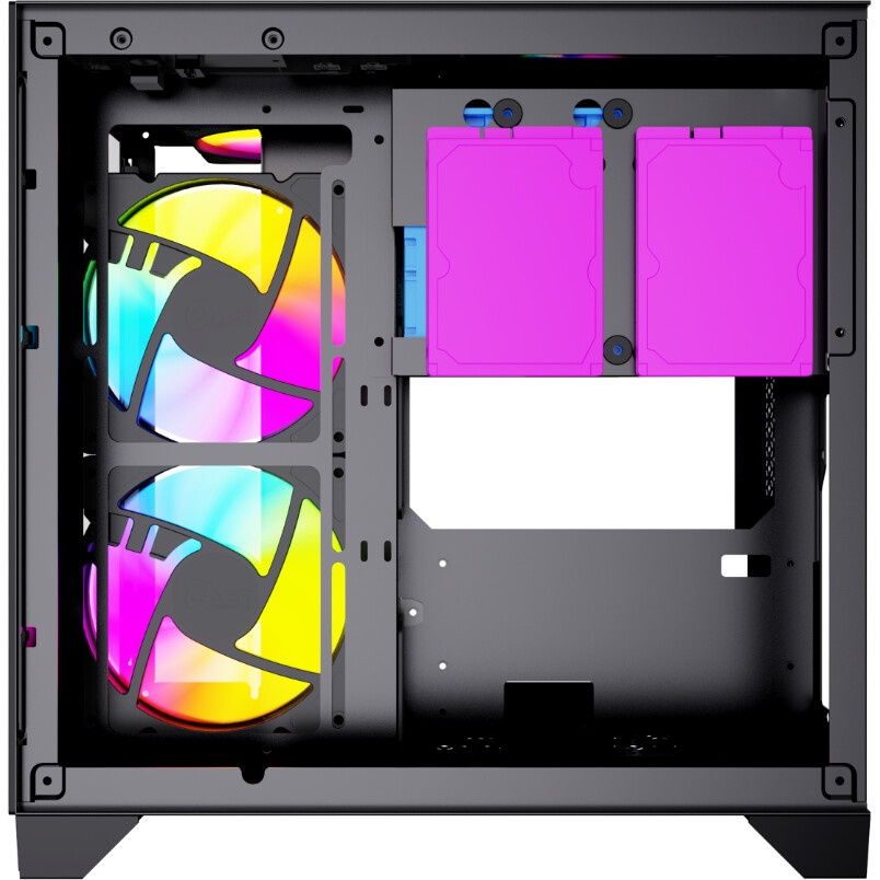 Корпус Powercase Vision Micro M6B, Curved Glass, Type-C, 3x 120mm ARGB PWM Fan, чёрный, mATX  (CVMM6B-A3)