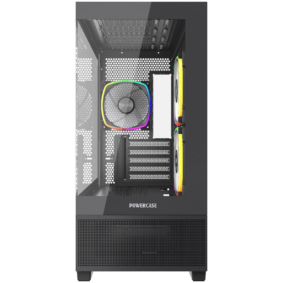 Корпус Powercase Vision Micro M6B, Curved Glass, Type-C, 3x 120mm ARGB PWM Fan, чёрный, mATX  (CVMM6B-A3)