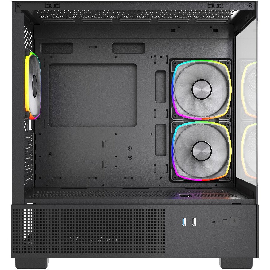 Корпус Powercase Vision Micro M6B, Curved Glass, Type-C, 3x 120mm ARGB PWM Fan, чёрный, mATX  (CVMM6B-A3)