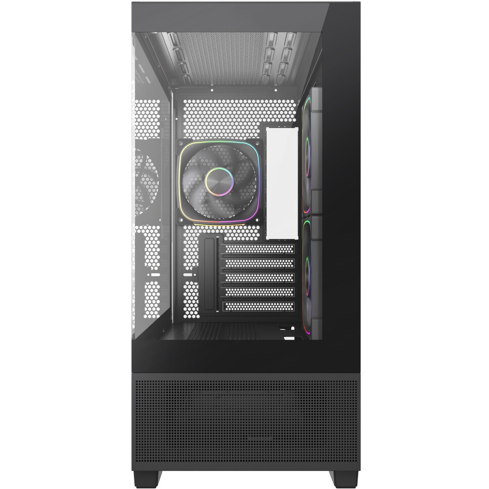 Корпус Powercase Vision Micro M6B, Curved Glass, Type-C, 3x 120mm ARGB PWM Fan, чёрный, mATX  (CVMM6B-A3)