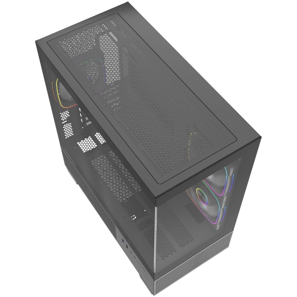 Корпус Powercase Vision Micro M6B, Curved Glass, Type-C, 3x 120mm ARGB PWM Fan, чёрный, mATX  (CVMM6B-A3)