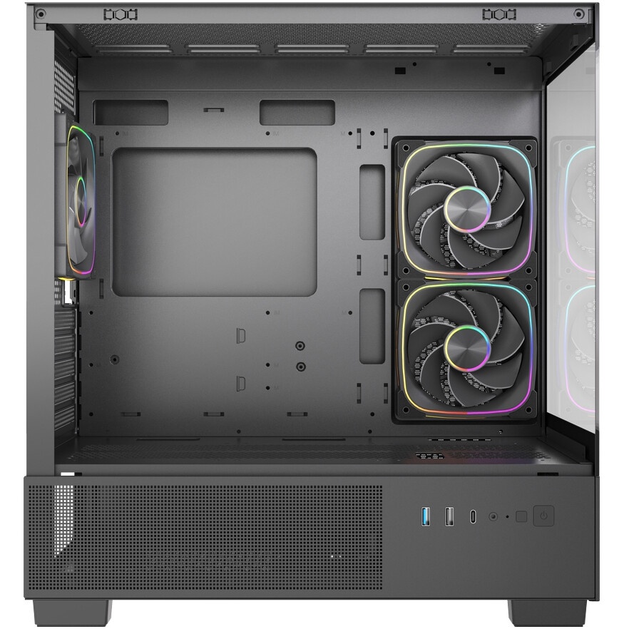 Корпус Powercase Vision Micro M6B, Curved Glass, Type-C, 3x 120mm ARGB PWM Fan, чёрный, mATX  (CVMM6B-A3)