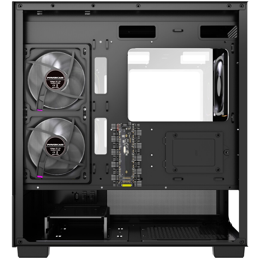 Корпус Powercase Vision Micro M6B, Curved Glass, Type-C, 3x 120mm ARGB PWM Fan, чёрный, mATX  (CVMM6B-A3)