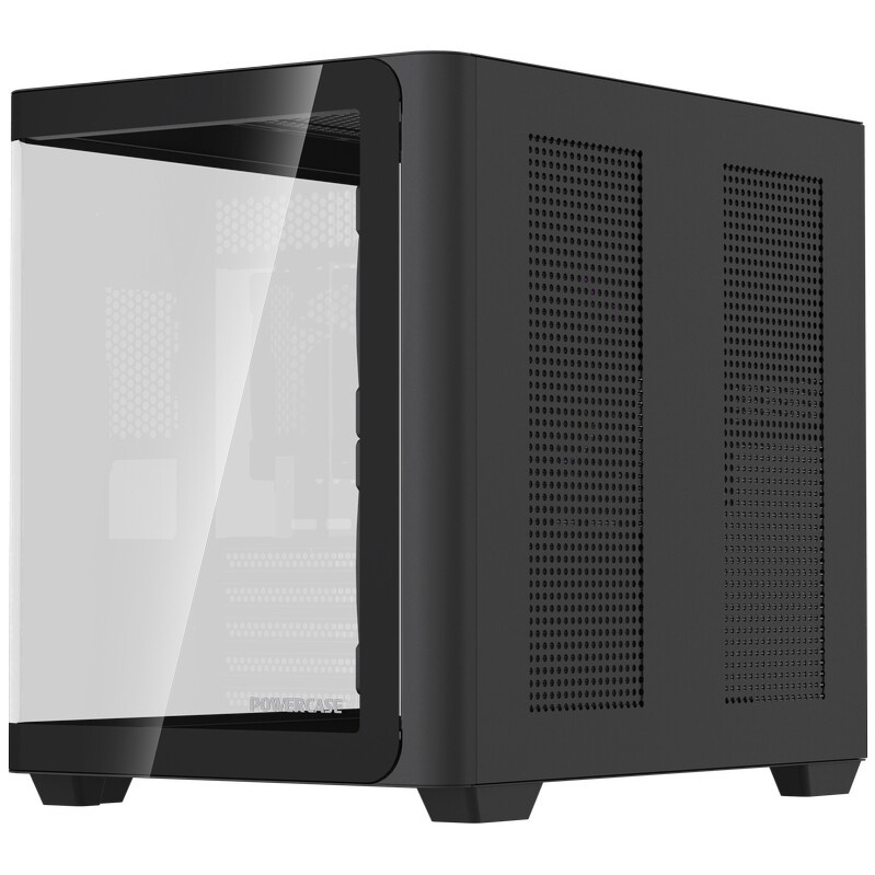 Корпус Powercase Vision Micro M6B, Curved Glass, Type-C, 3x 120mm ARGB PWM Fan, чёрный, mATX  (CVMM6B-A3)