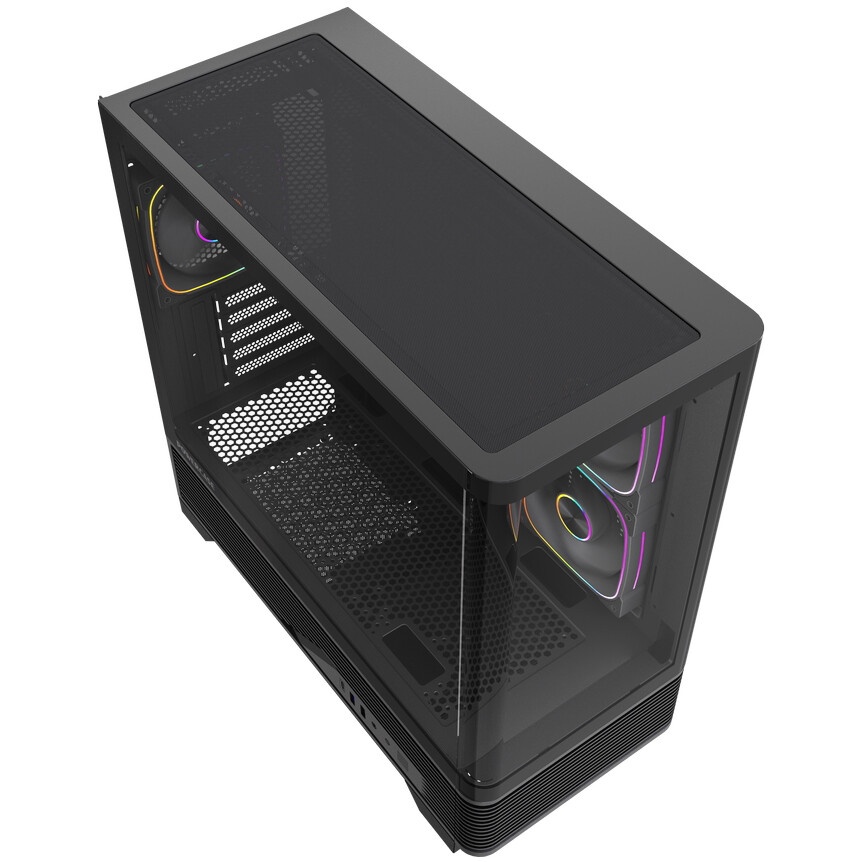 Корпус Powercase Vision Micro M6B, Curved Glass, Type-C, 3x 120mm ARGB PWM Fan, чёрный, mATX  (CVMM6B-A3)