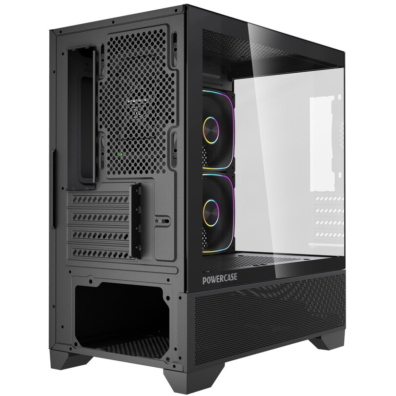 Корпус Powercase Vision Micro M6B, Curved Glass, Type-C, 3x 120mm ARGB PWM Fan, чёрный, mATX  (CVMM6B-A3)