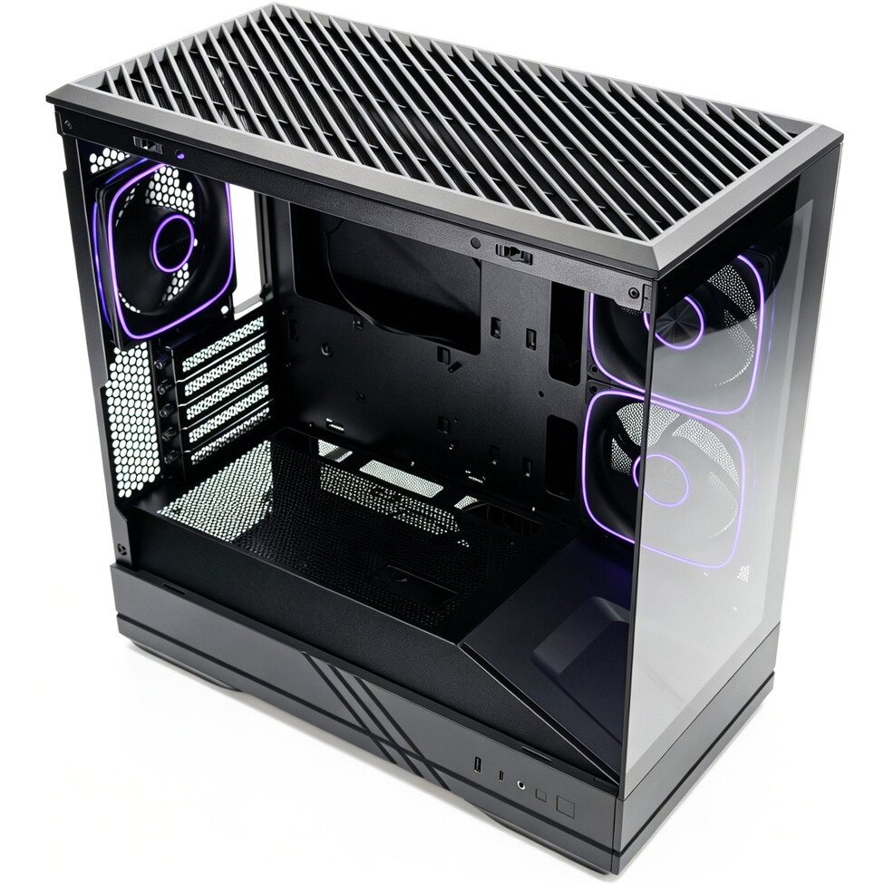 Корпус Powercase Vision Micro M6B, Curved Glass, Type-C, 3x 120mm ARGB PWM Fan, чёрный, mATX  (CVMM6B-A3)