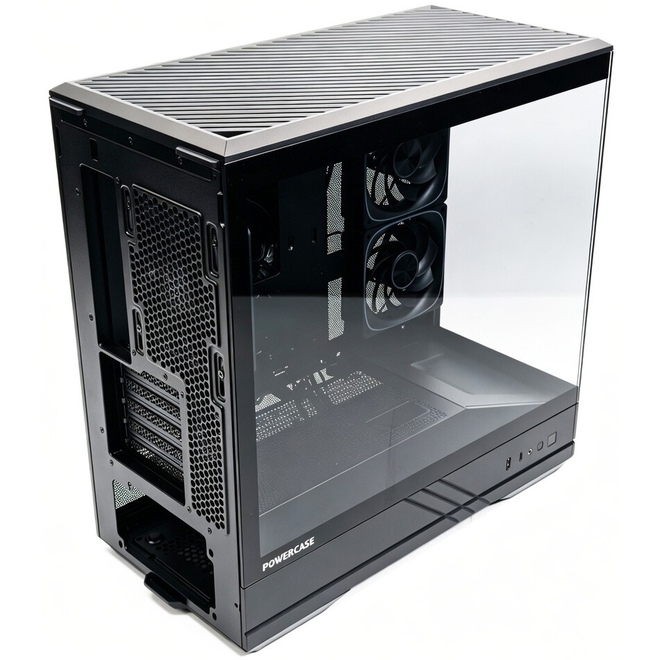 Корпус Powercase Vision Micro M6B, Curved Glass, Type-C, 3x 120mm ARGB PWM Fan, чёрный, mATX  (CVMM6B-A3)