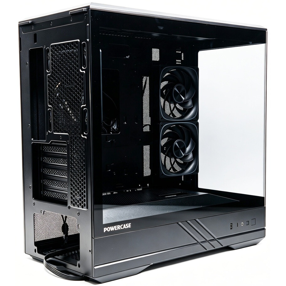 Корпус Powercase Vision Micro M6B, Curved Glass, Type-C, 3x 120mm ARGB PWM Fan, чёрный, mATX  (CVMM6B-A3)