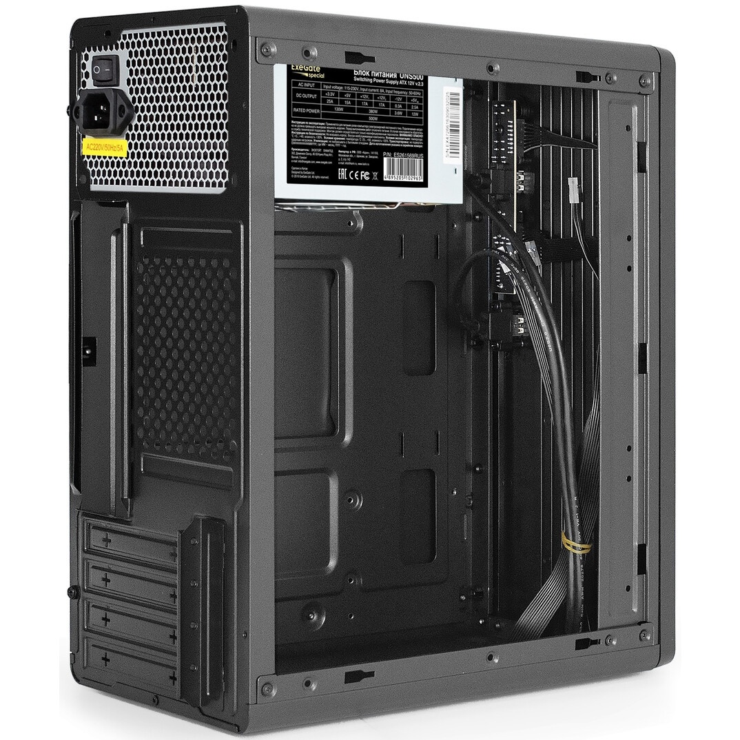 Корпус Minitower ExeGate BAA-503U2-UNS500 (mATX, БП UNS500 с вент. 12см, 1*USB+2*USB3.0, HD Audio, ч