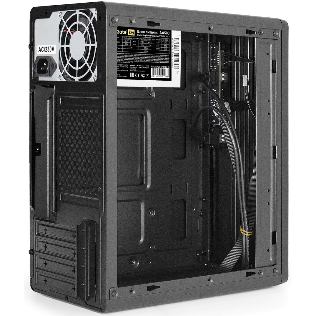 Корпус Minitower ExeGate BAA-503U2-AA500 (mATX, БП AA500 с вент. 8см, 1*USB+2*USB3.0, HD Audio, черн