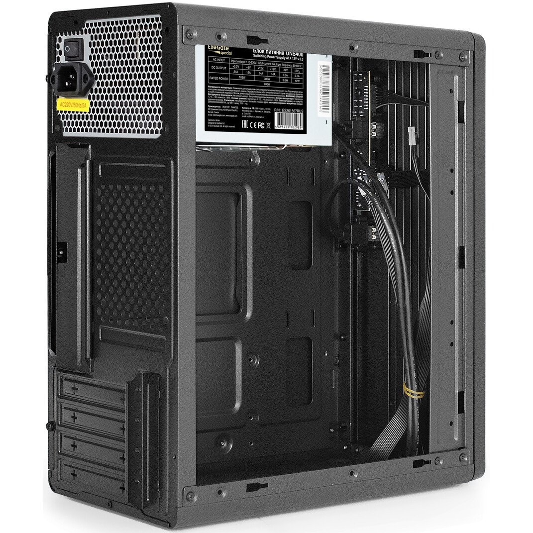 Корпус Minitower ExeGate BAA-503U2-UNS400 (mATX, БП UNS400 с вент. 12см, 1*USB+2*USB3.0, HD Audio, ч