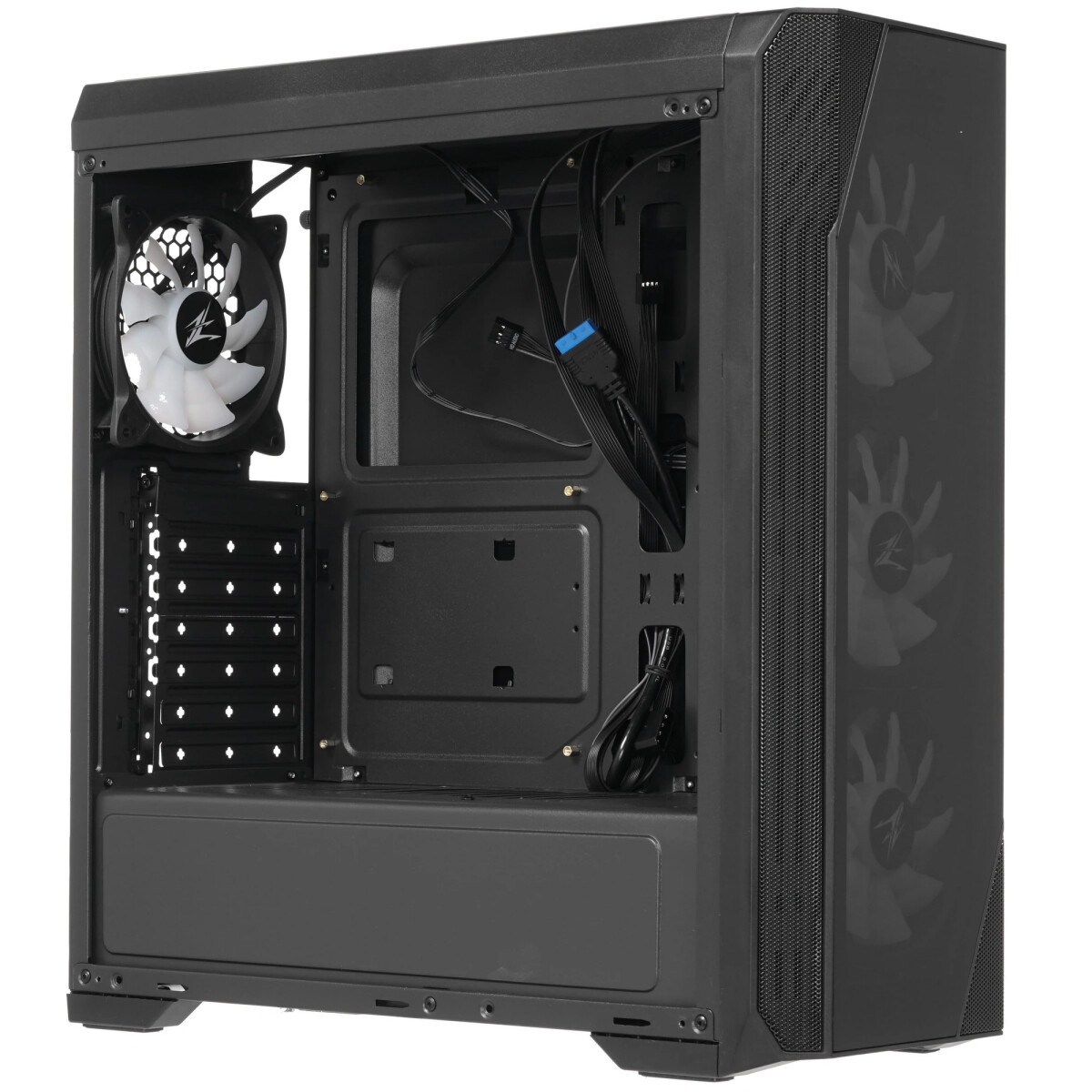 Корпус ZALMAN S6, ATX, BLACK, WINDOW, 2xCombo (3.5" or 2.5"), 1x2.5", 1xUSB Type C, 1xUSB3.0, 1xUSB2