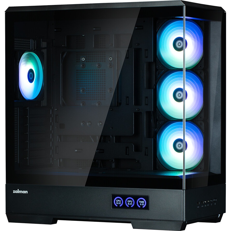 Корпус ZALMAN D50, ATX, BLACK, WINDOW, 2x3.5", 3x2.5", 1xUSB TYPE-C, 2xUSB3.0, FRONT 1xXF360, REAR 1