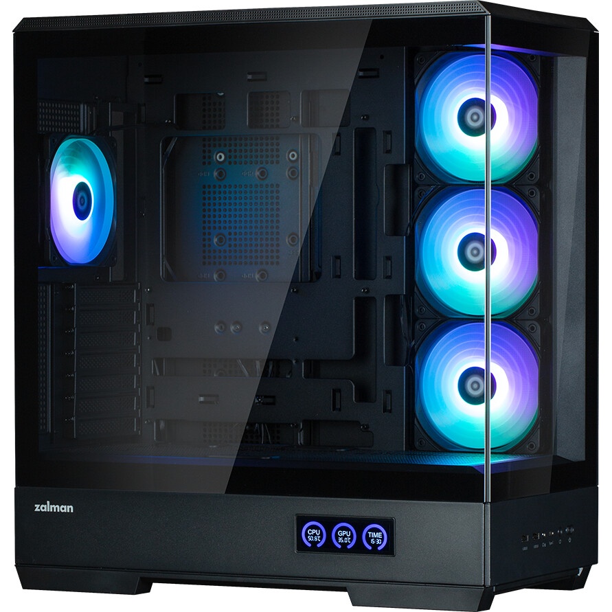 Корпус ZALMAN D50, ATX, BLACK, WINDOW, 2x3.5", 3x2.5", 1xUSB TYPE-C, 2xUSB3.0, FRONT 1xXF360, REAR 1