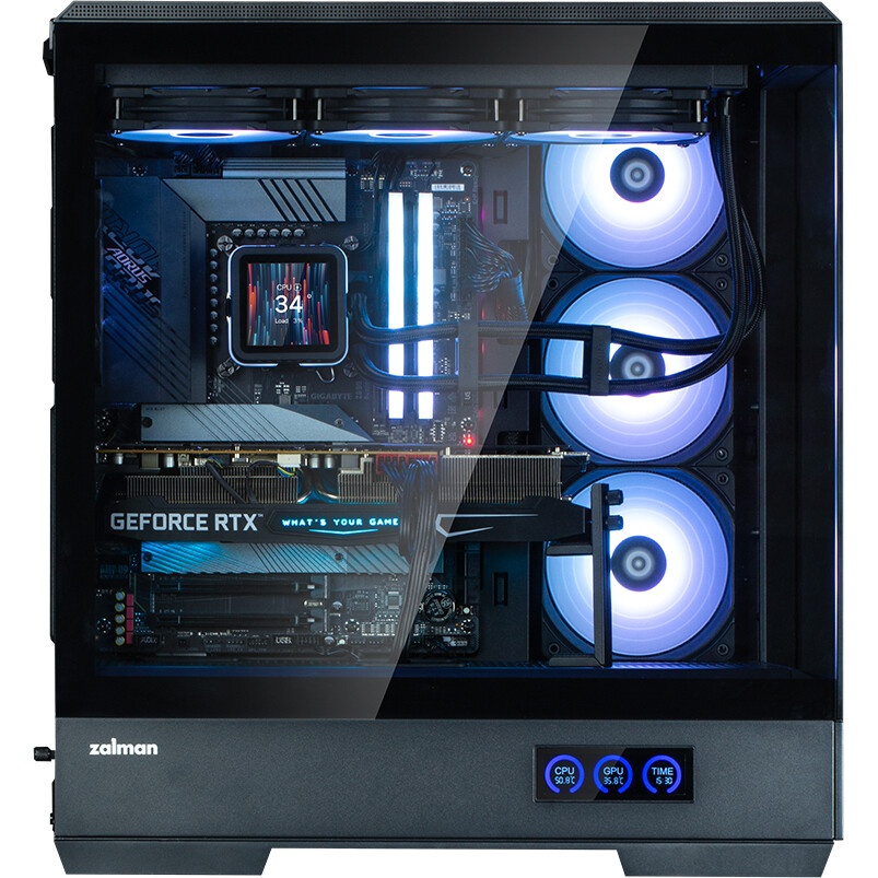 Корпус ZALMAN D50, ATX, BLACK, WINDOW, 2x3.5", 3x2.5", 1xUSB TYPE-C, 2xUSB3.0, FRONT 1xXF360, REAR 1